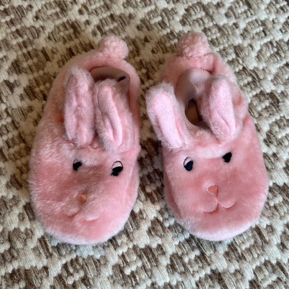 Pink Bunny Plush Slippers LLBean